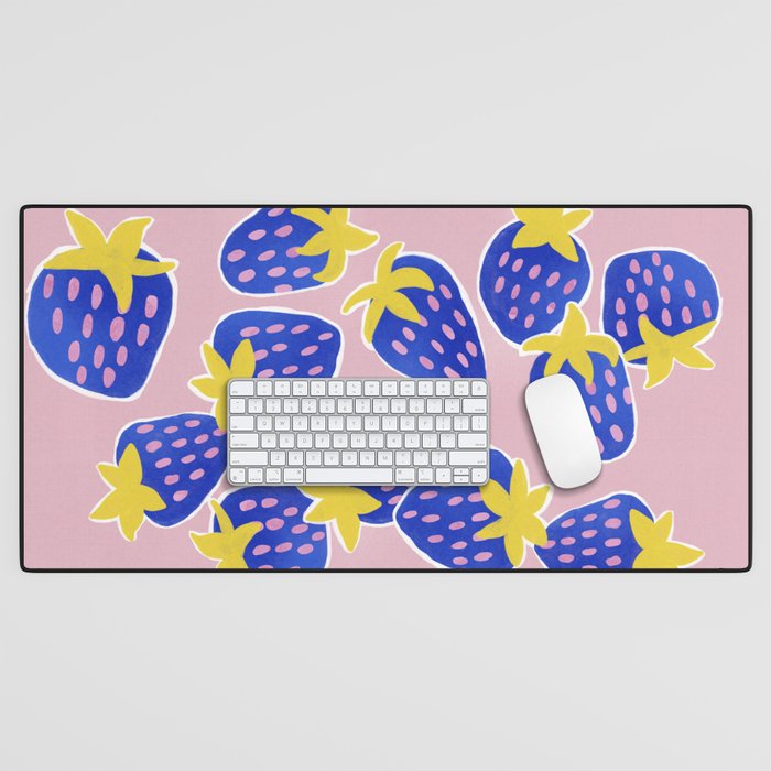 Blue Strawberries Desk Mat Gallery Image 1