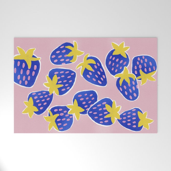 Blue Strawberries Welcome Mat Gallery Image 1