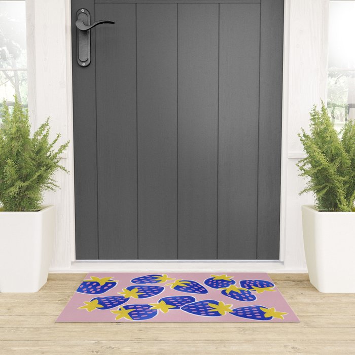 Blue Strawberries Welcome Mat Gallery Image 3