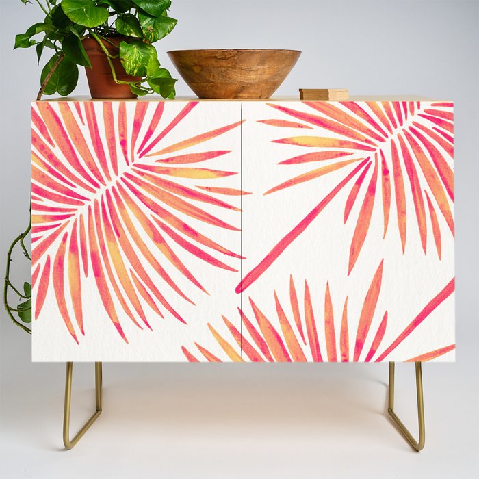 Tropical Fan Palm - Pink Palette Credenza Gallery Image 1