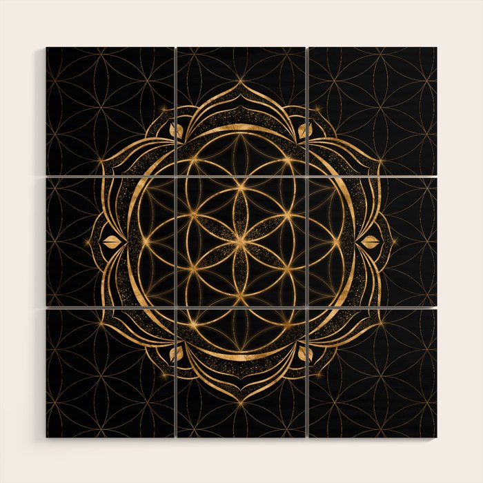 Seed of life in Lotus - Sacred Geometry Wood Wall Art Gallery Image 1
