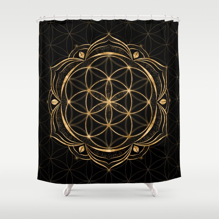 Seed of life in Lotus - Sacred Geometry Shower Curtain Gallery Image 1