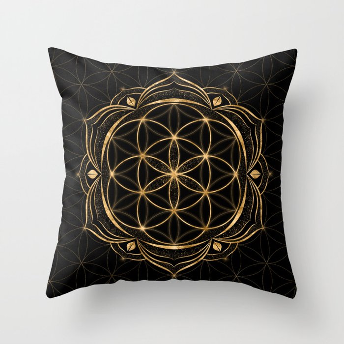 Seed of life in Lotus - Sacred Geometry Throw Pillow Gallery Image 6