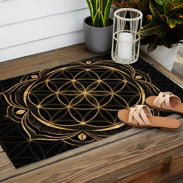 Seed of life in Lotus - Sacred Geometry Outdoor Rug Gallery Image 2