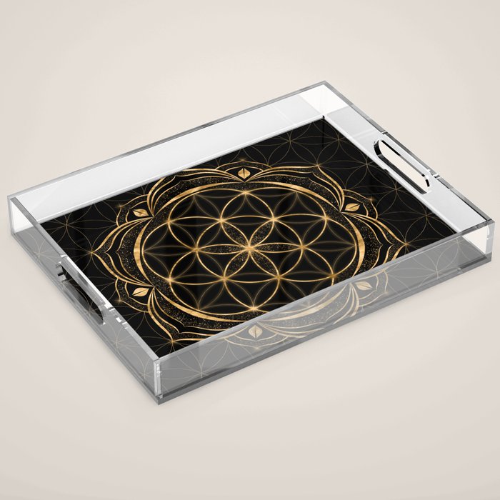 Seed of life in Lotus - Sacred Geometry Acrylic Tray Gallery Image 1