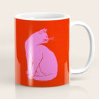 Pink Color Block Cat Coffee Mug Gallery Image 1