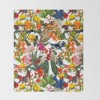Floral and Birds XLVI Throw Blanket Gallery Image 2