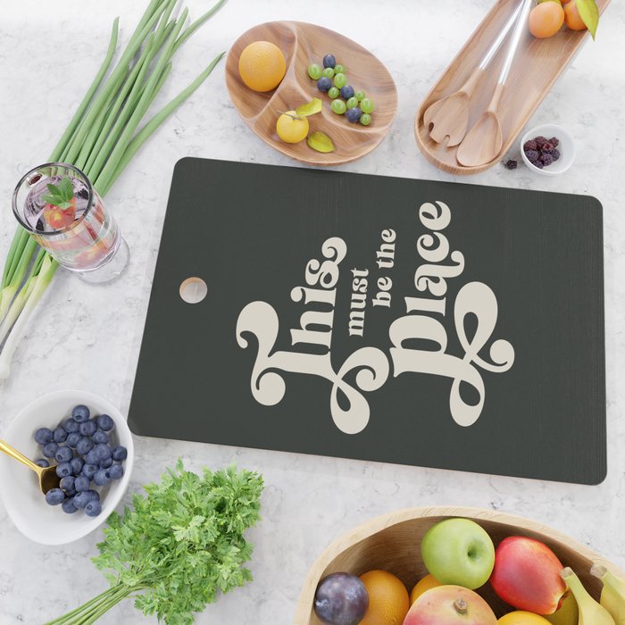 This Must Be The Place - Black and White Retro 70s Typography Cutting Board Gallery Image 2