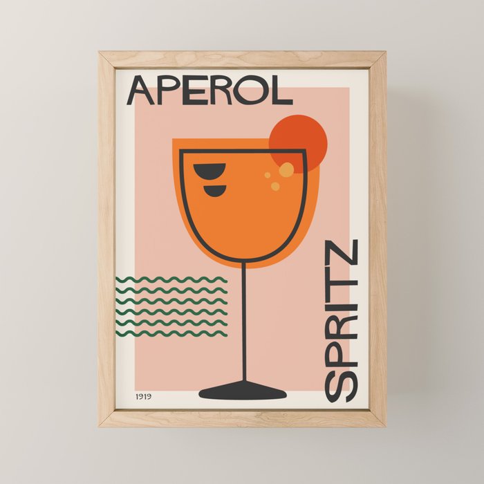 Cocktail Print Aperol Spritz Mini Art Print Gallery Image 1
