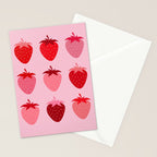 Abstract Retro Fruit Print Pink And Red Aesthetic Modern Preppy Strawberries Stationery Card Gallery Image 2