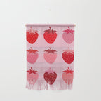 Abstract Retro Fruit Print Pink And Red Aesthetic Modern Preppy Strawberries Wall Hanging Gallery Image 1