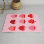 Abstract Retro Fruit Print Pink And Red Aesthetic Modern Preppy Strawberries Rug Gallery Image 1