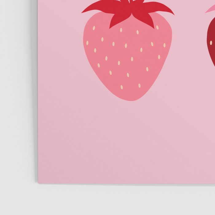 Abstract Retro Fruit Print Pink And Red Aesthetic Modern Preppy Strawberries Poster Gallery Image 3