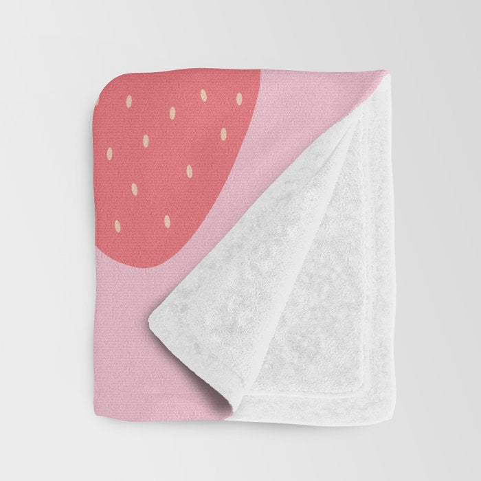 Abstract Retro Fruit Print Pink And Red Aesthetic Modern Preppy Strawberries Throw Blanket Gallery Image 3