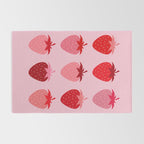 Abstract Retro Fruit Print Pink And Red Aesthetic Modern Preppy Strawberries Rug Gallery Image 2