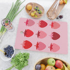 Abstract Retro Fruit Print Pink And Red Aesthetic Modern Preppy Strawberries Cutting Board Gallery Image 2