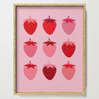 Abstract Retro Fruit Print Pink And Red Aesthetic Modern Preppy Strawberries Serving Tray Gallery Image 1