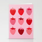 Abstract Retro Fruit Print Pink And Red Aesthetic Modern Preppy Strawberries Stationery Card Gallery Image 2