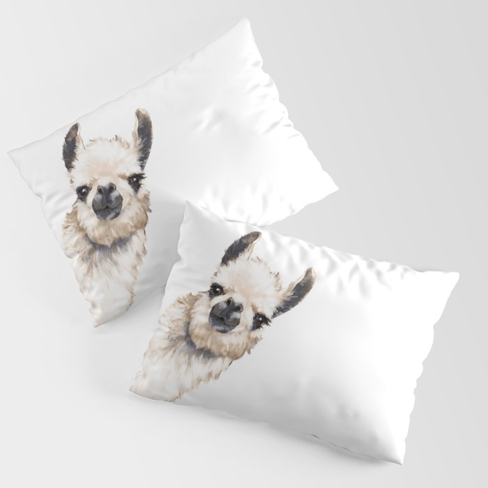 Sneaky Llama White Pillow Sham Gallery Image 1