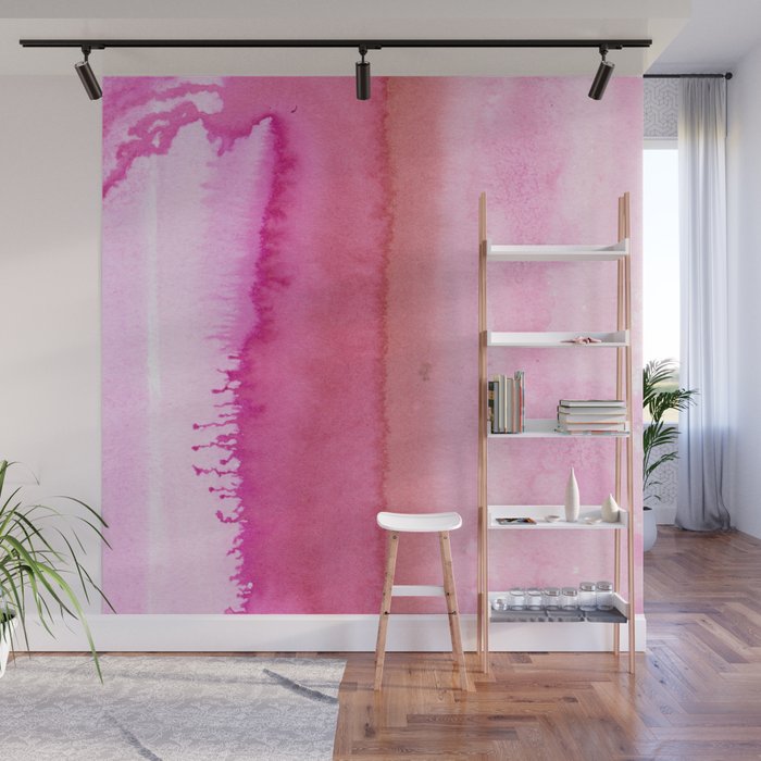 Modern abstract blush pink watercolor paint pattern Wall Mural Gallery Image 1