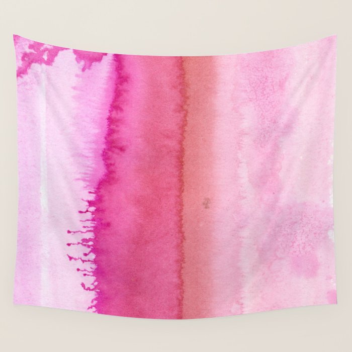 Modern abstract blush pink watercolor paint pattern Wall Tapestry Gallery Image 4