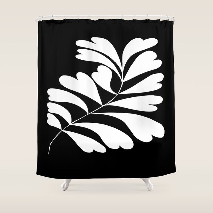 Love Palm Branch In Black  Shower Curtain Gallery Image 1