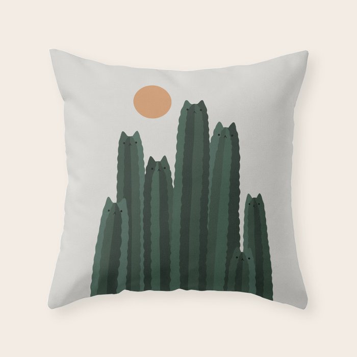 Cat and Plant 31 Throw Pillow Gallery Image 1