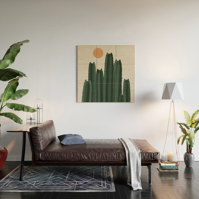 Cat and Plant 31 Wood Wall Art Gallery Image 2