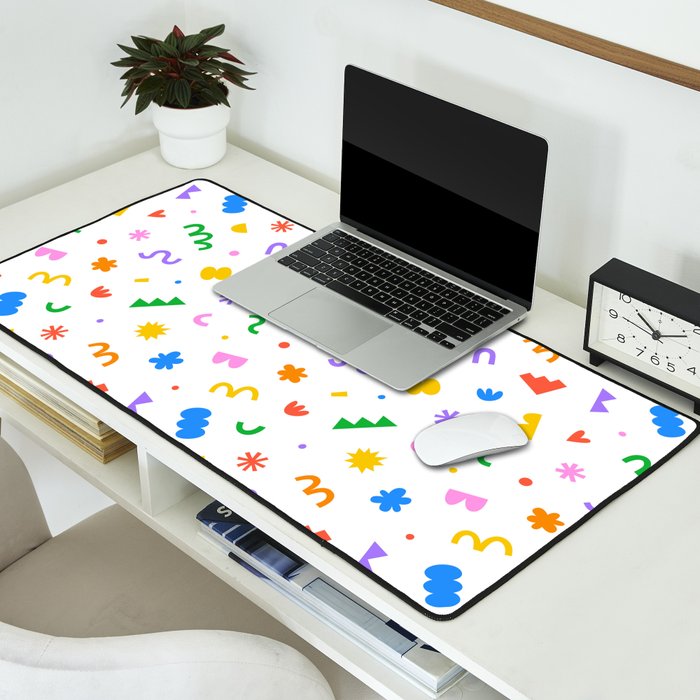 Fun colorful abstract organic shape art pattern Desk Mat Gallery Image 2