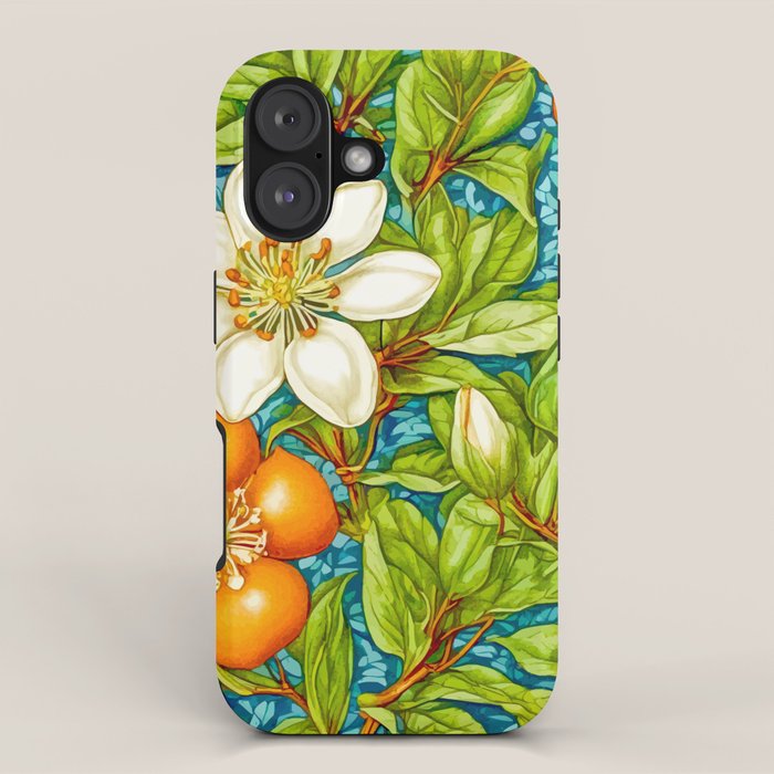 Orange Blossom, Vintage Botanical Nature Plants, Fruits Floral Flowers Bloom Garden, Bohemian Traditional Painting iPhone Case Gallery Image 1