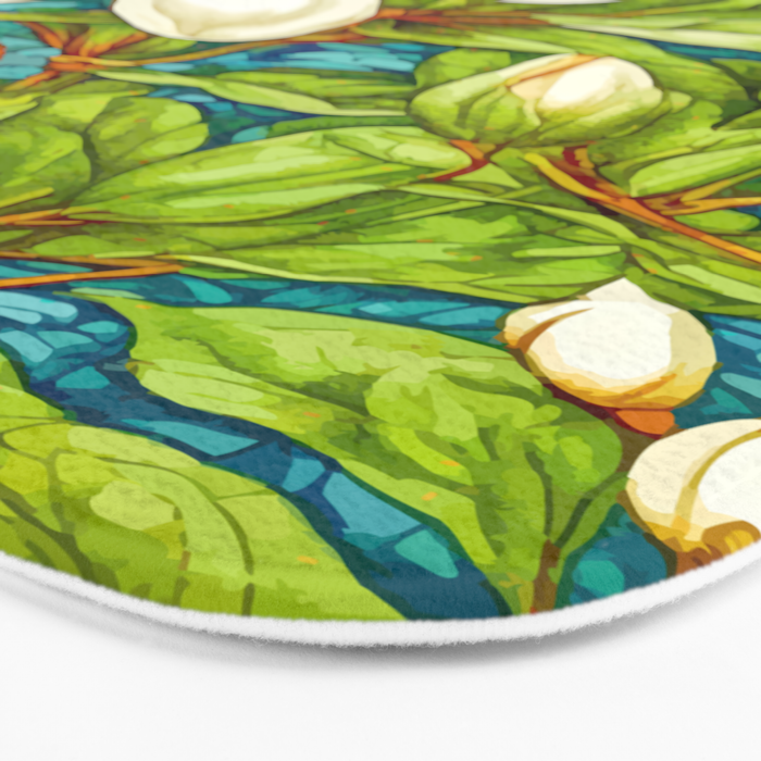 Orange Blossom, Vintage Botanical Nature Plants, Fruits Floral Flowers Bloom Garden, Bohemian Traditional Painting Bath Mat Gallery Image 3