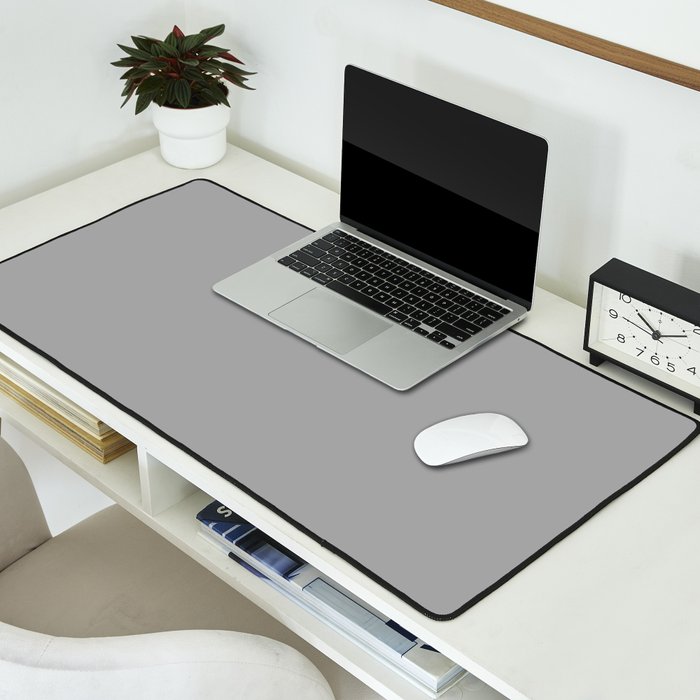 Smoke Grey Solid Color Desk Mat Gallery Image 2