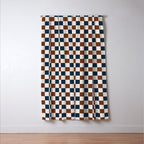 Checkered Multicolor Pattern XVI Red Navy Blue White Window Curtain Gallery Image 3