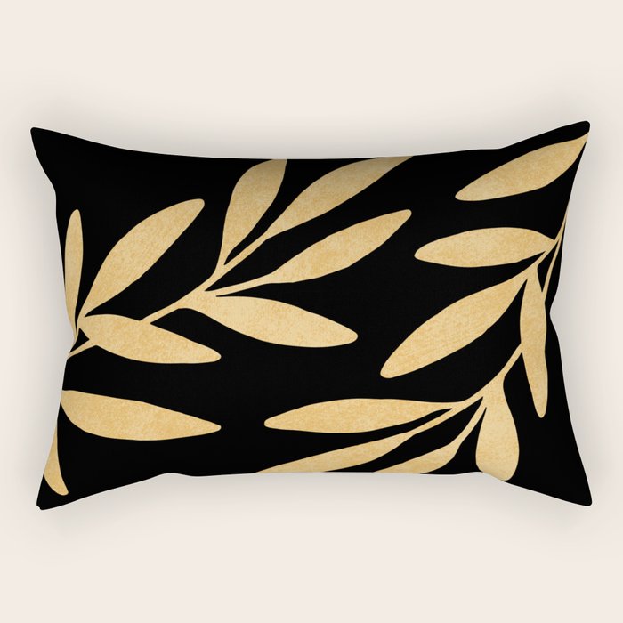 Leaves - Gold Black Rectangular Pillow Gallery Image 1