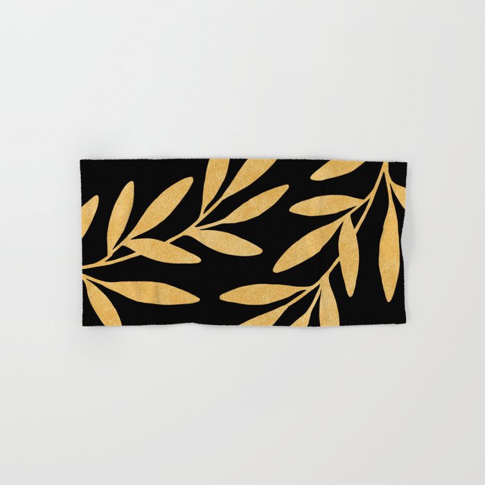Leaves - Gold Black Bath Towel Gallery Image 1