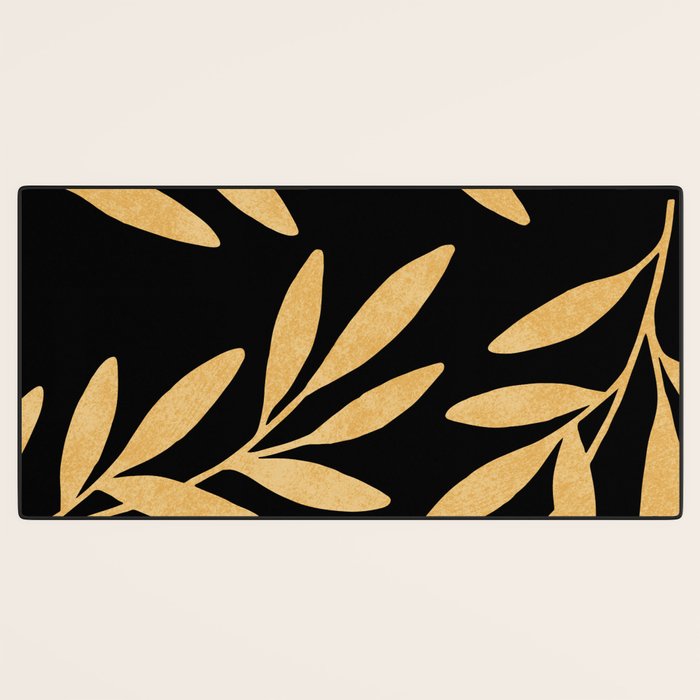 Leaves - Gold Black Desk Mat Gallery Image 3