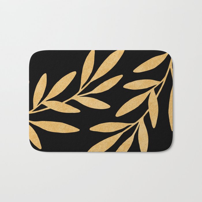 Leaves - Gold Black Bath Mat Gallery Image 1