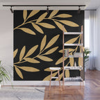 Leaves - Gold Black Wall Mural Gallery Image 1