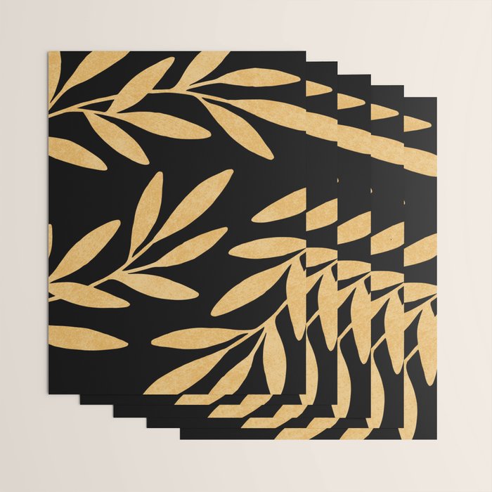 Leaves - Gold Black Wrapping Paper Gallery Image 3