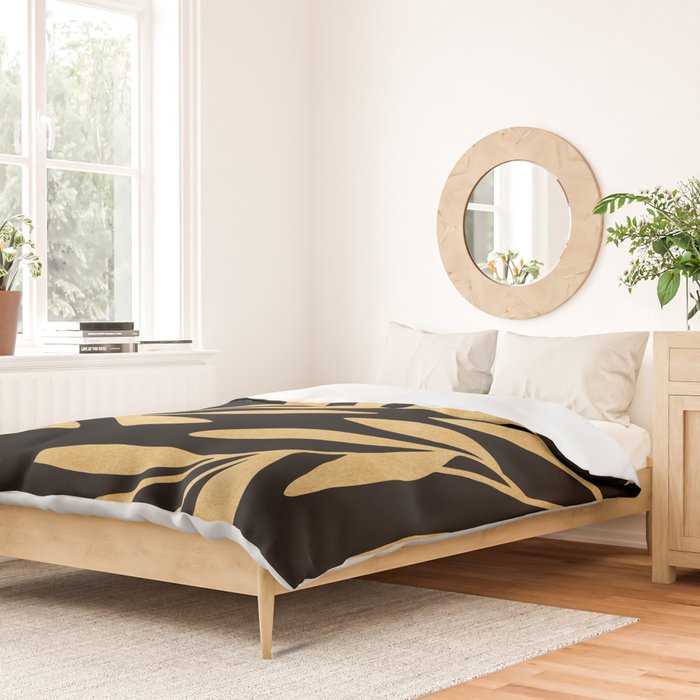 Leaves - Gold Black Duvet Cover Gallery Image 2