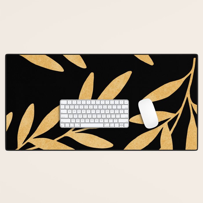 Leaves - Gold Black Desk Mat Gallery Image 1