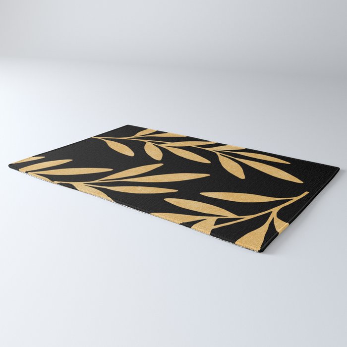 Leaves - Gold Black Rug Gallery Image 3