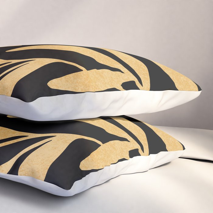 Leaves - Gold Black Pillow Sham Gallery Image 3