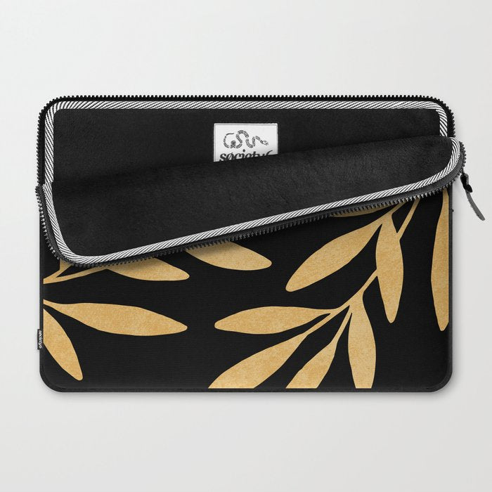 Leaves - Gold Black Laptop Sleeve Gallery Image 2