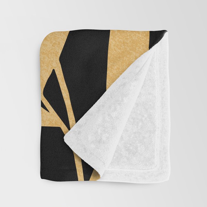 Leaves - Gold Black Throw Blanket Gallery Image 3