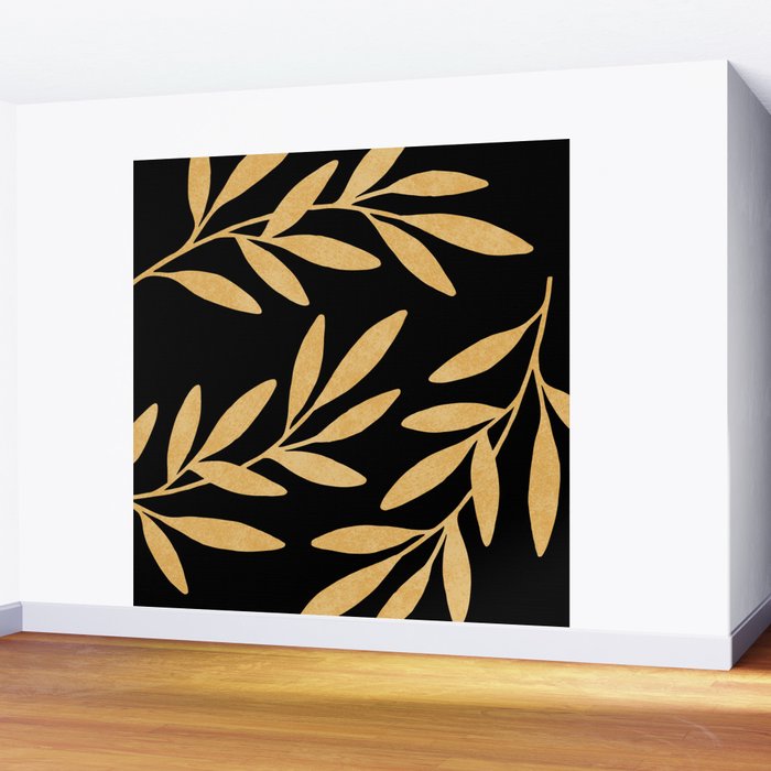 Leaves - Gold Black Wall Mural Gallery Image 2