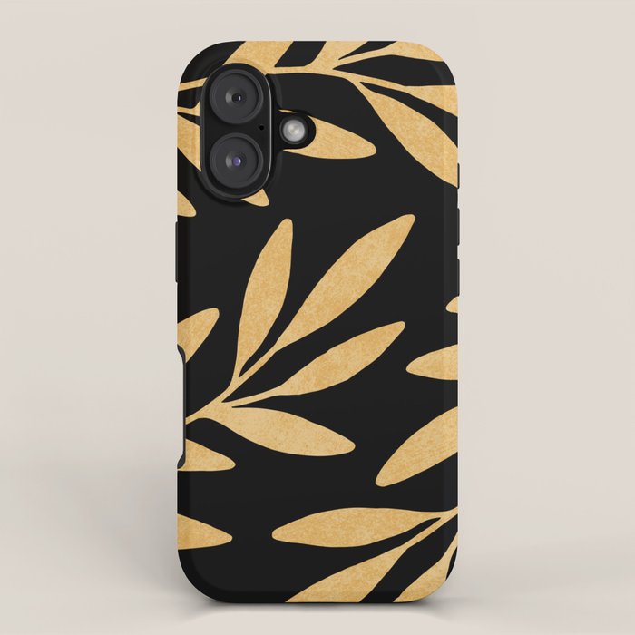 Leaves - Gold Black iPhone Case Gallery Image 1