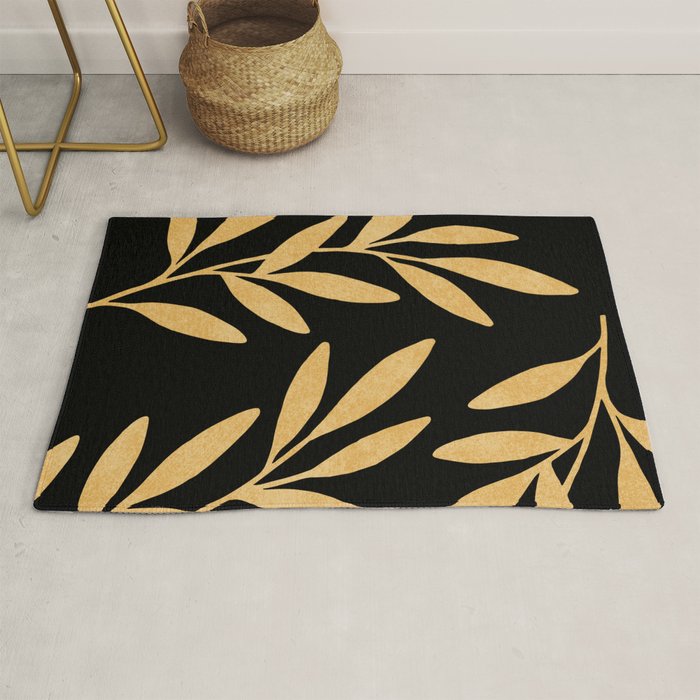 Leaves - Gold Black Rug Gallery Image 1