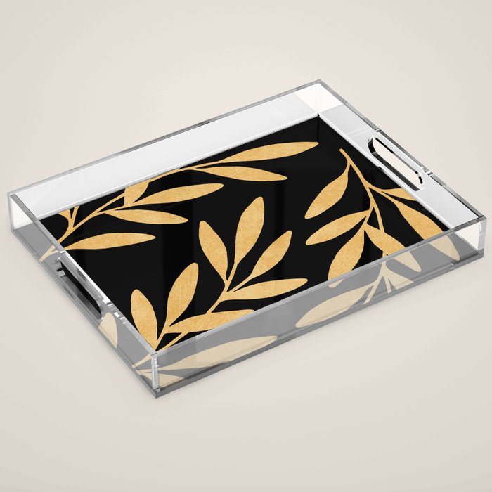 Leaves - Gold Black Acrylic Tray Gallery Image 1