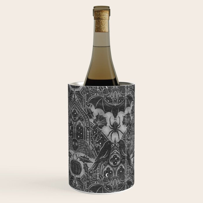 Gothic Halloween Damask - grayscale  Wine Chiller Gallery Image 2